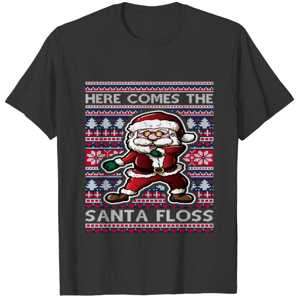 Here Comes Santa Floss Ugly Christmas Boys Kids T-shirt