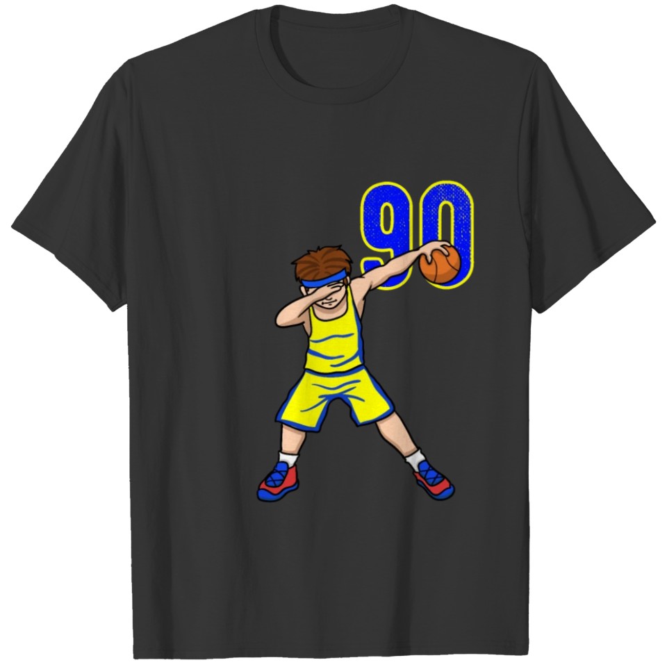 Cool Yellow Blue Basketball Team Number 90 T-shirt