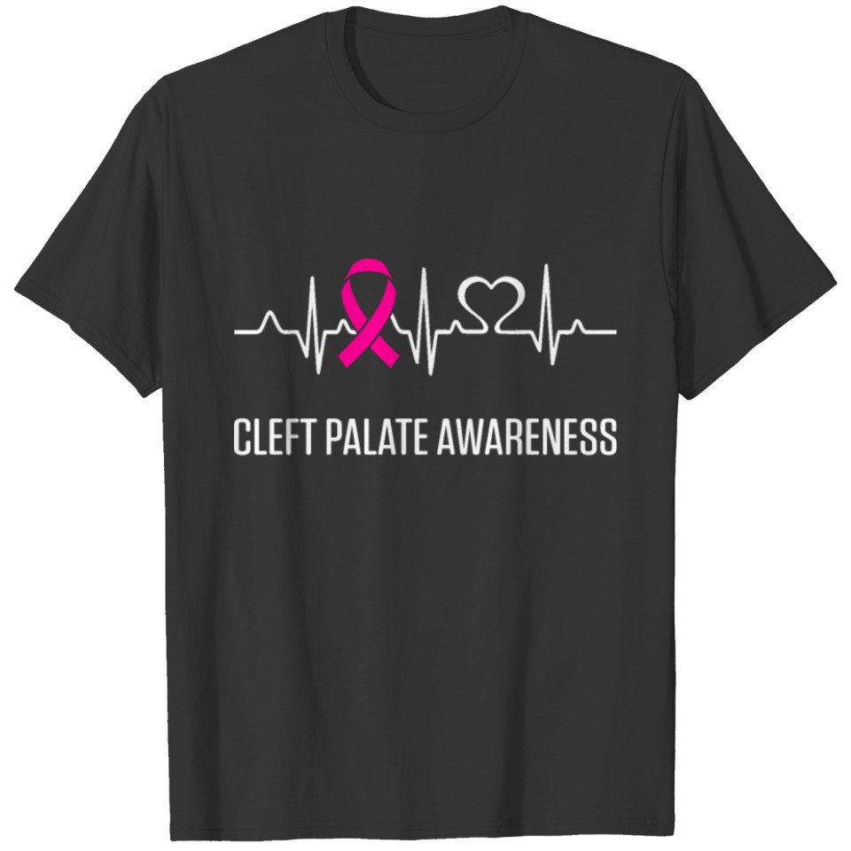 Cleft Palate Lip Heartbeat Cleft Strong Awareness T-shirt