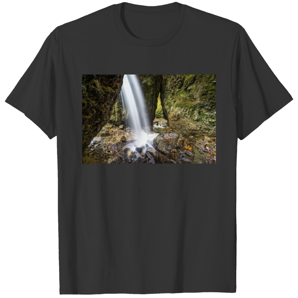 Beautiful waterfall in a narrow gorge. T-shirt