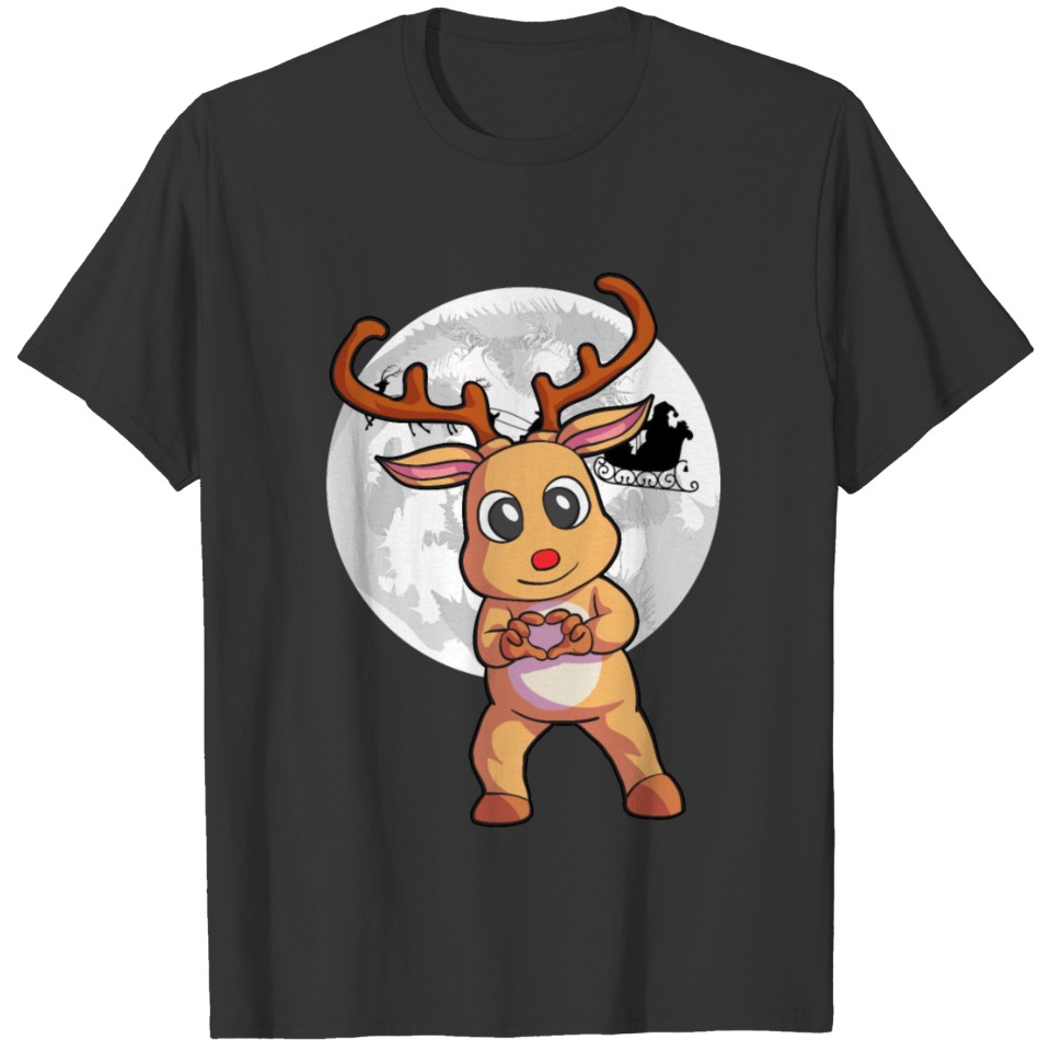 Christmas Santa Hat Reindeer T-shirt