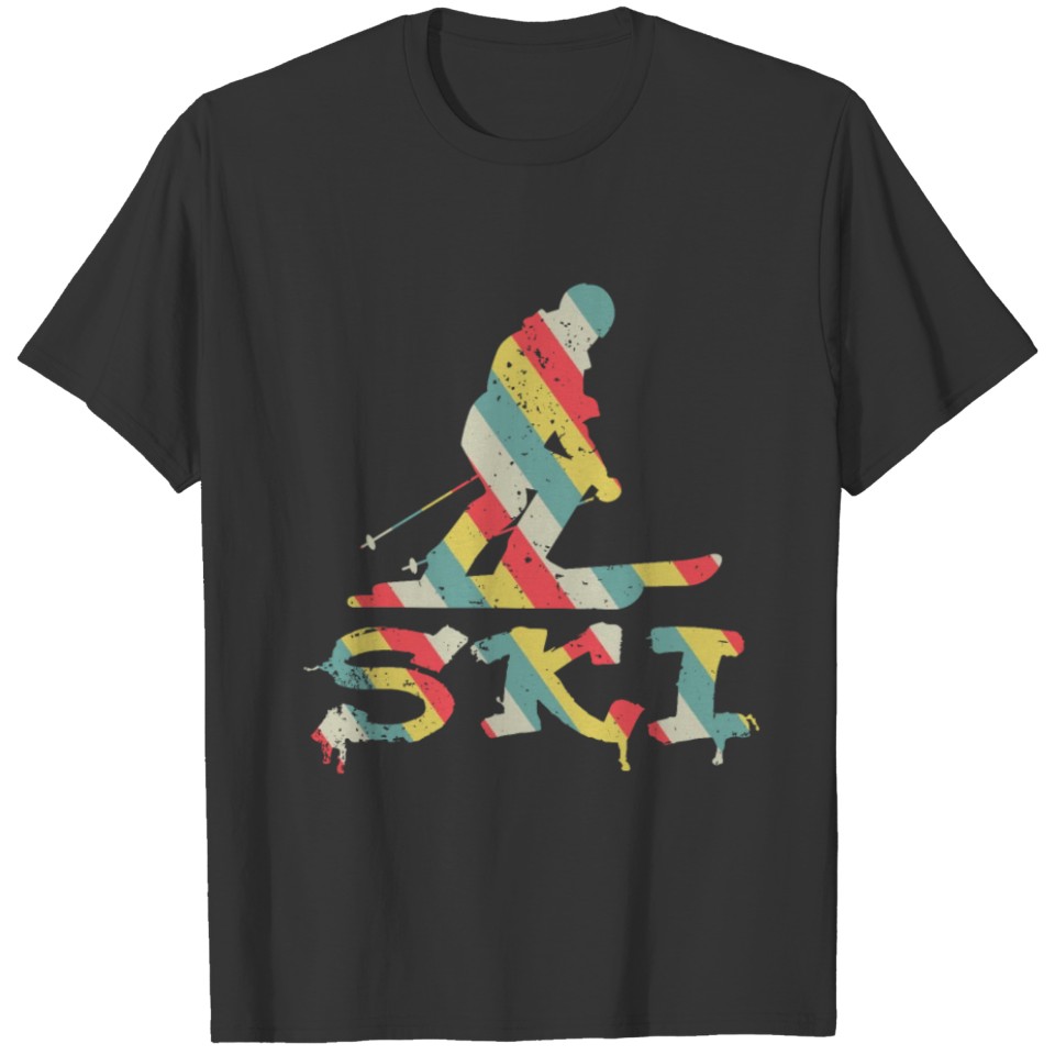 Ski skiing splash art winter mountains gift idea T-shirt
