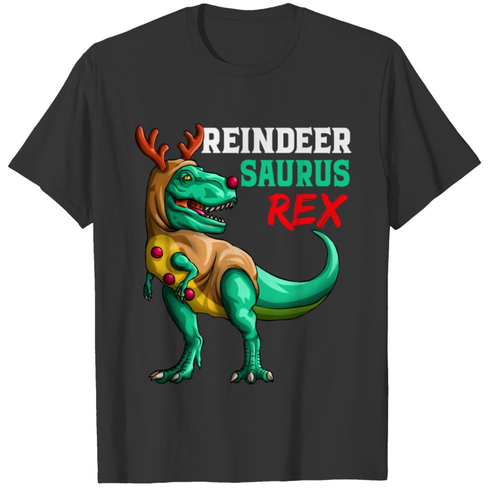 Reindeer Saurus T Rex Funny Xmas Dinosaur Gift Kid T Shirts