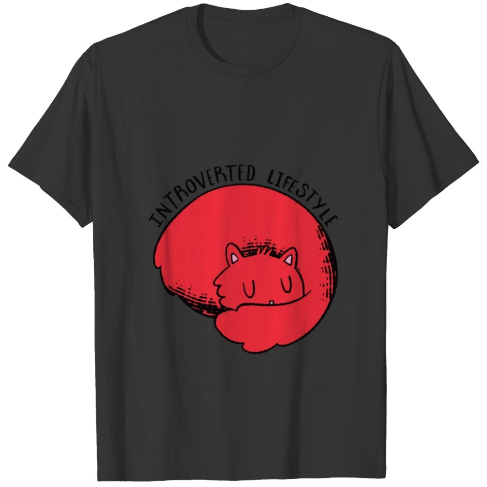 Introverted cat cartoon sleeping cat T-shirt