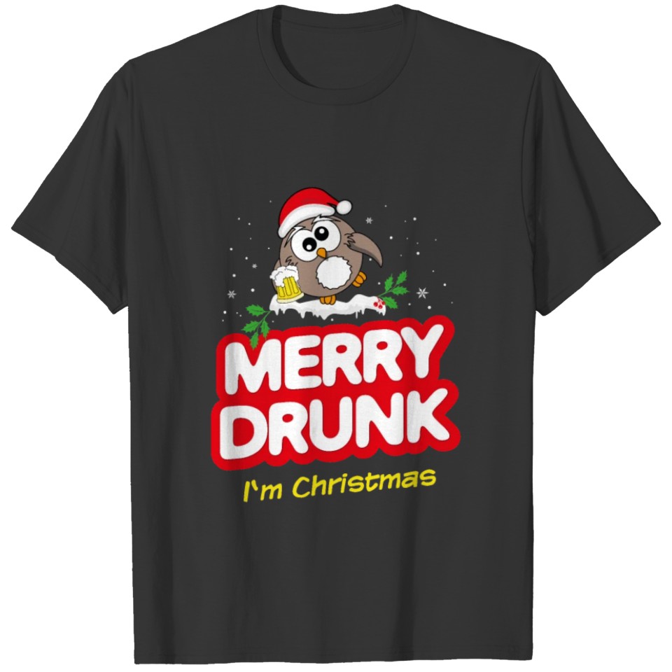 Celebrating Christmas Drunk Beer Funny Sayings T-shirt