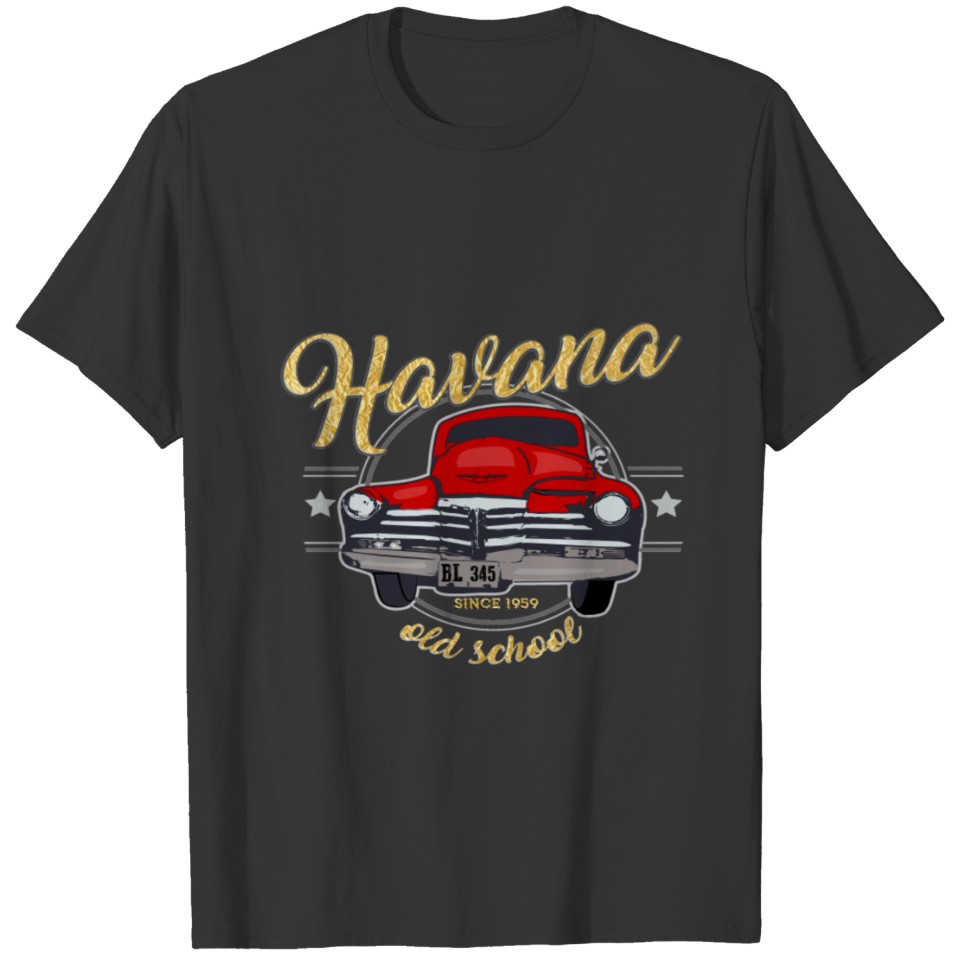 Havana Cuba Red Cuban Old Car Caribbean Beach T Shirts