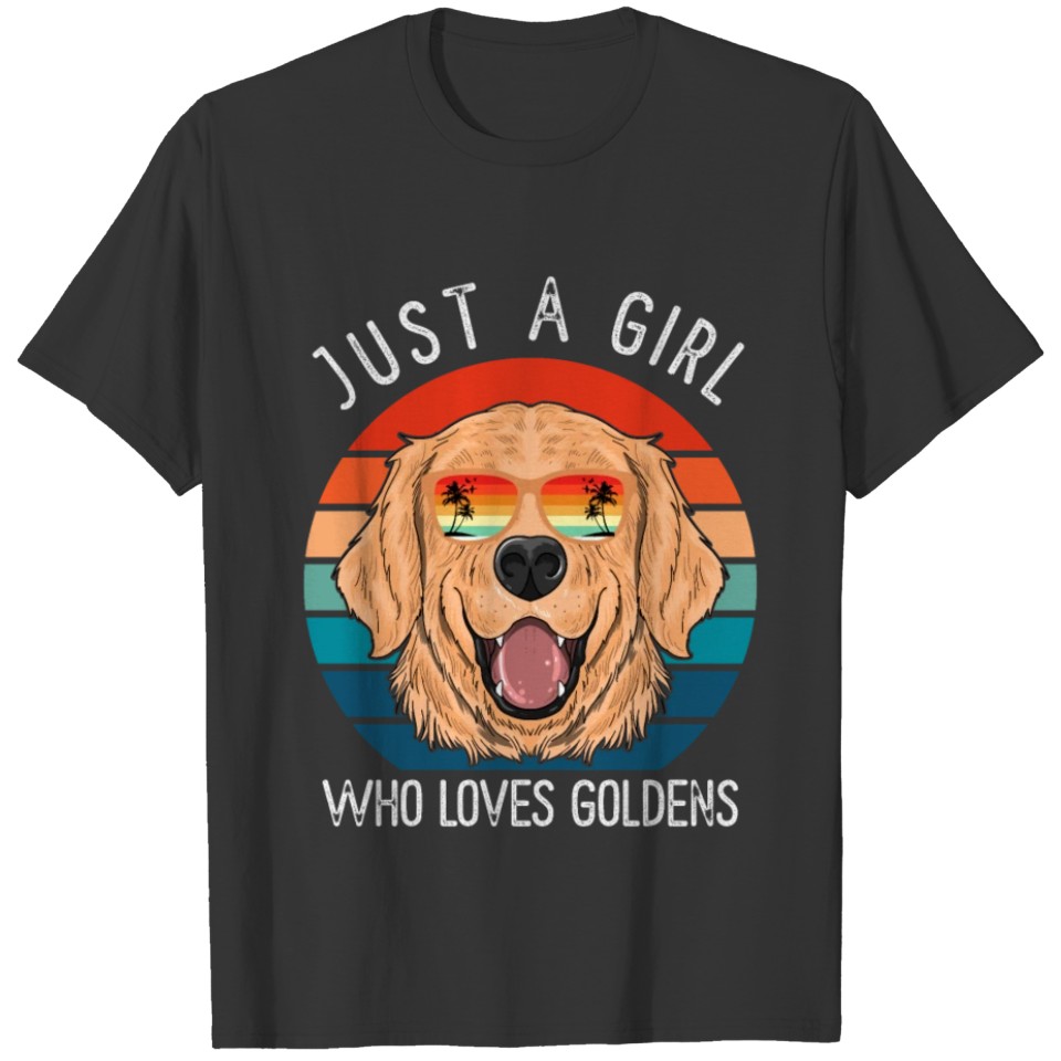 Girl Who Loves Golden Retriever Dog T-shirt