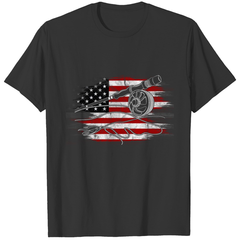 Fly Fishing Rod Fly for American Fly Fishermens T-shirt