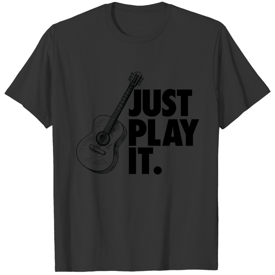 Just Play It Acoustic Guitar Black T-shirt
