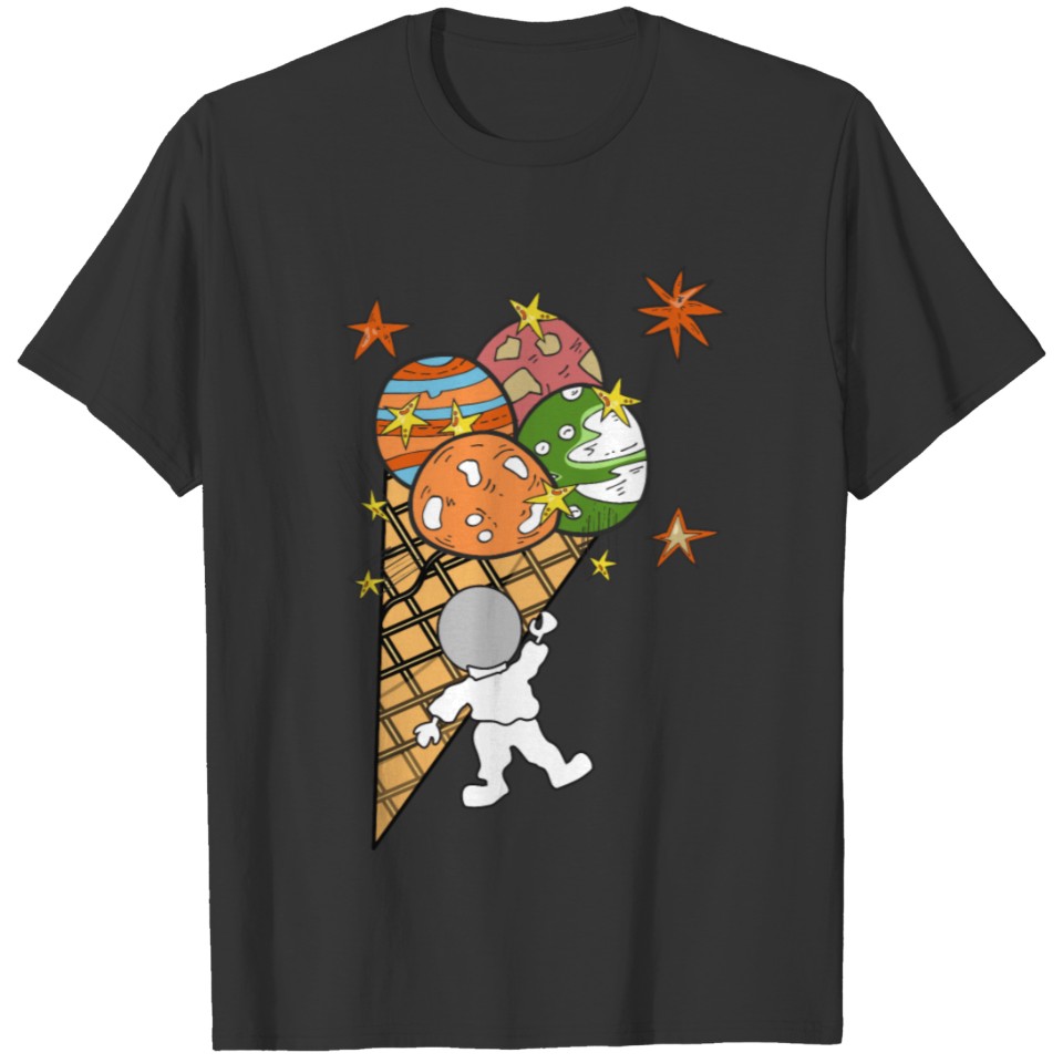 universe astronaut ice cream T-shirt
