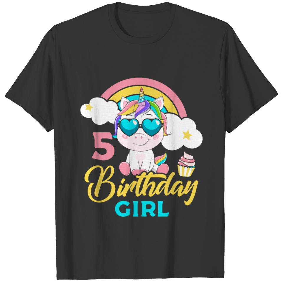 Birthday Unicorn 5 Year Gift T-shirt