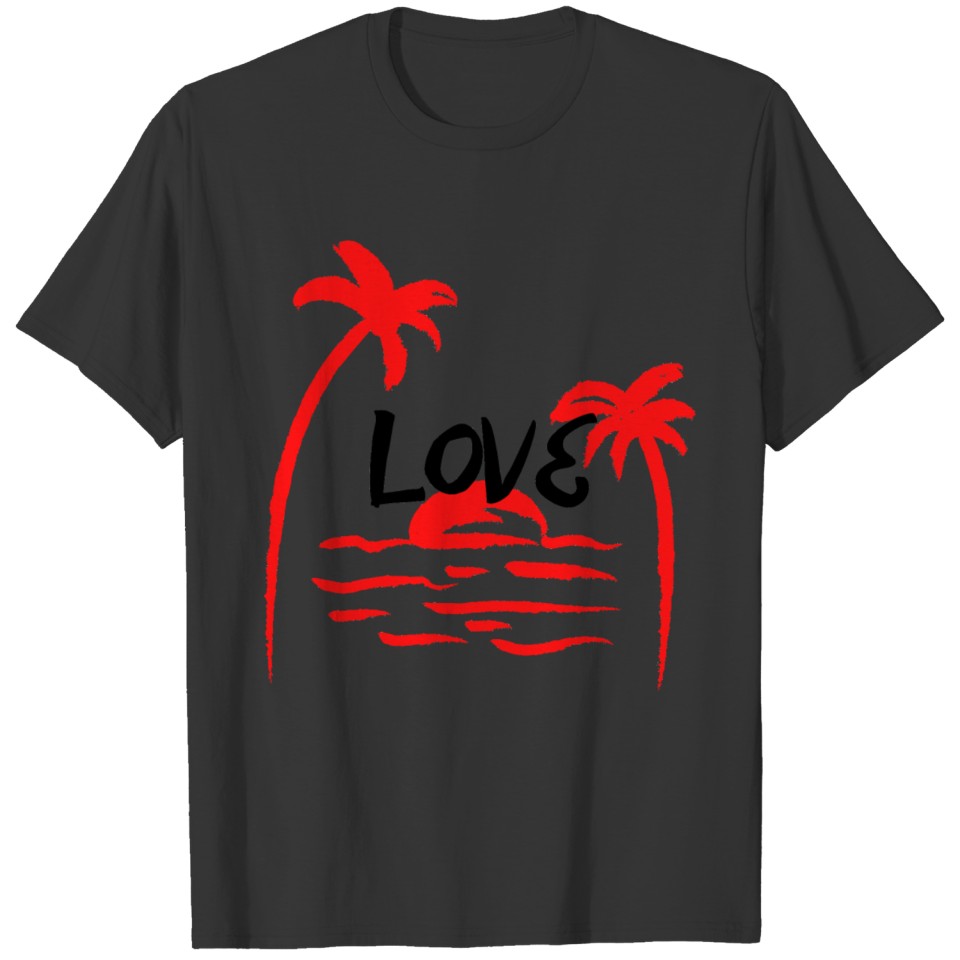 Red love beach T Shirts