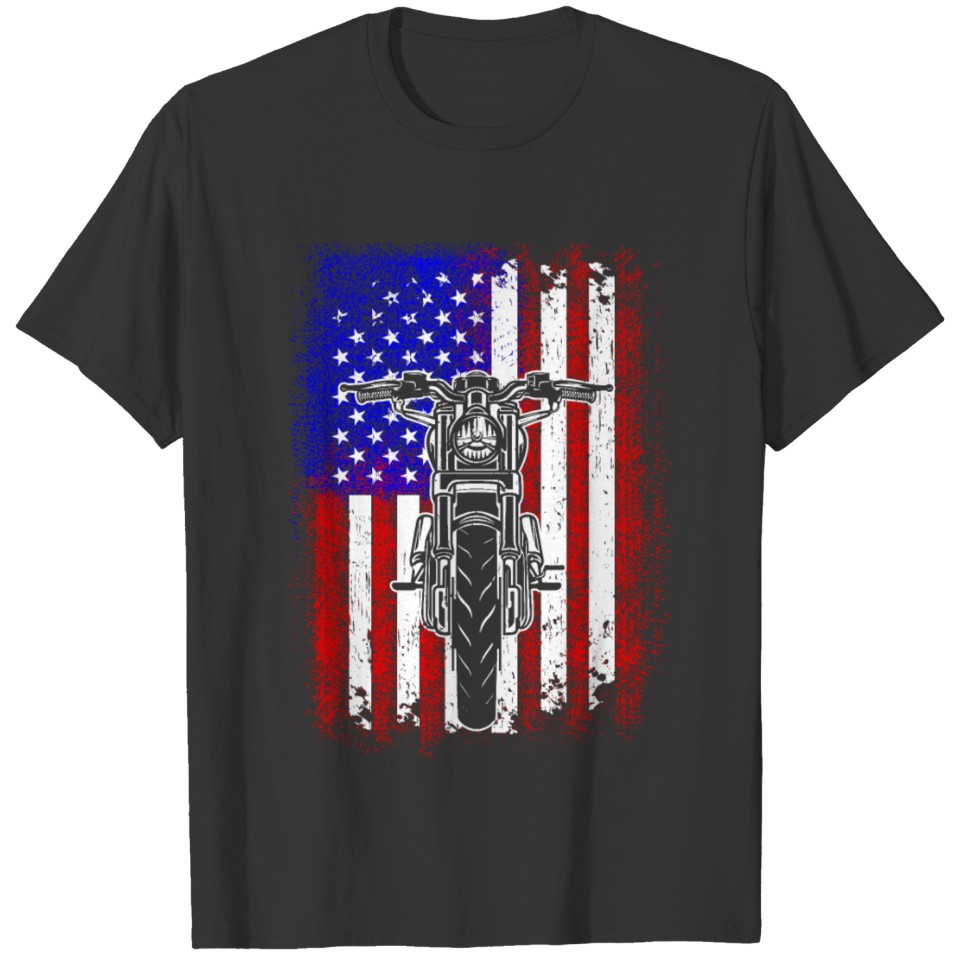 Motorcycle USA Flag Gift T-shirt