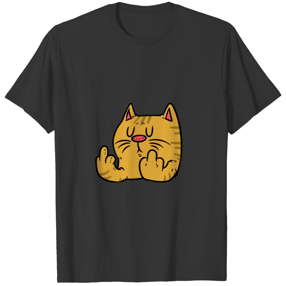 Cat Stinky Finger Funny Orange T-shirt