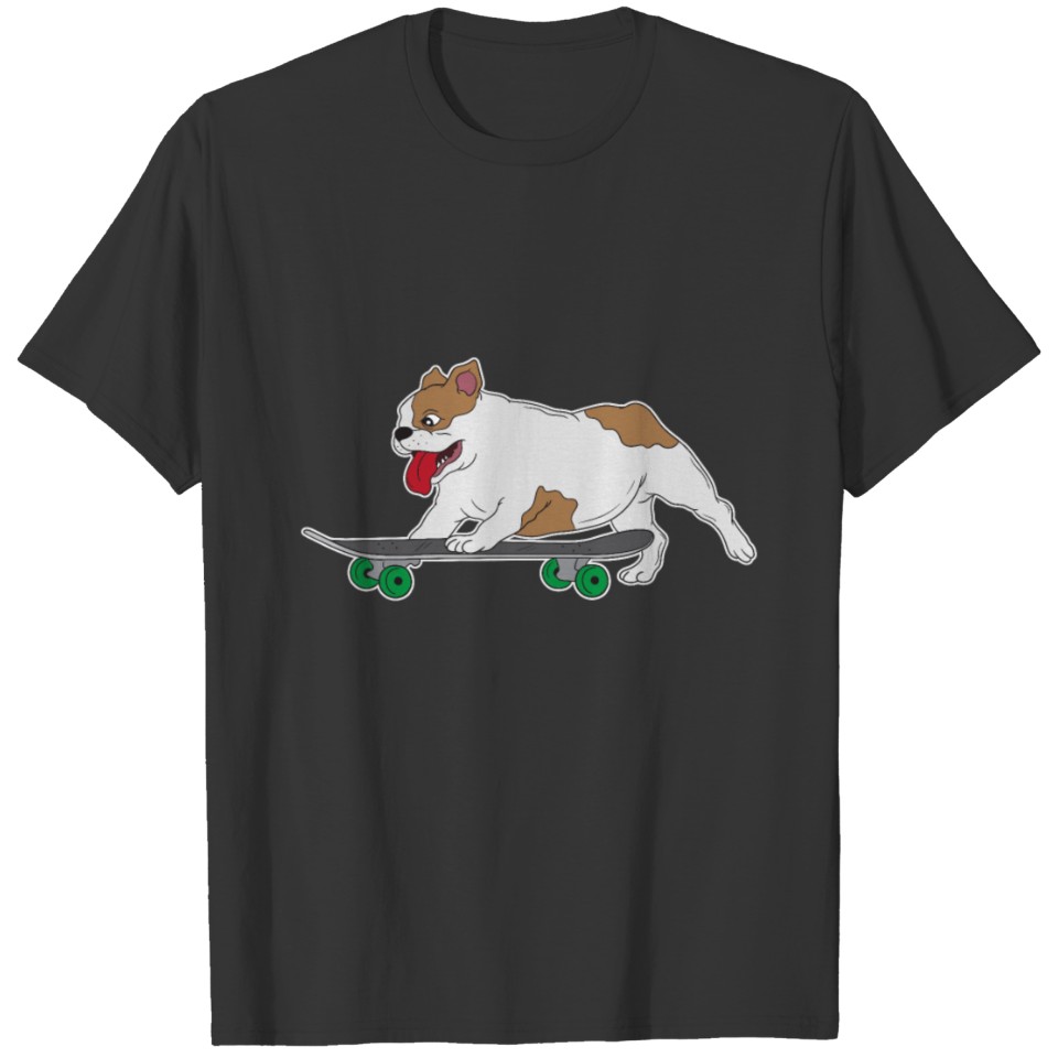 Happy Skating French Bulldog Furry Animals Riding T-shirt