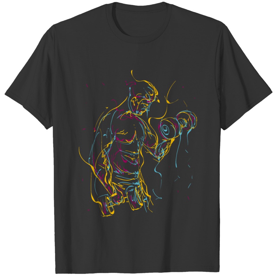 Abstract fitness man barbell exercise painting T Shirts