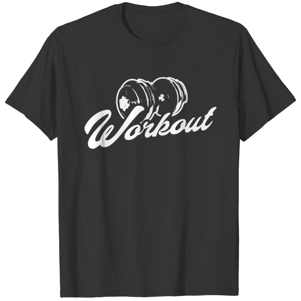 Dumbbell Motif With Workout Lettering Training T-shirt