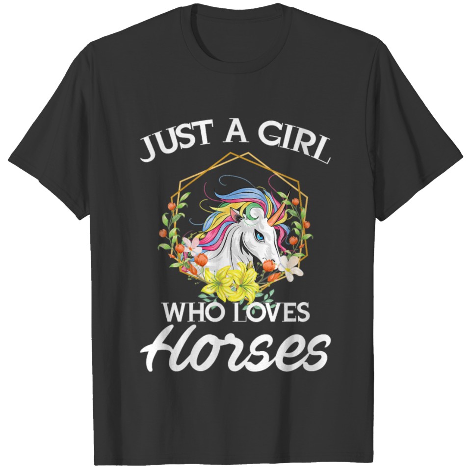 womens just a girl who loves horses v-neck T Shirts