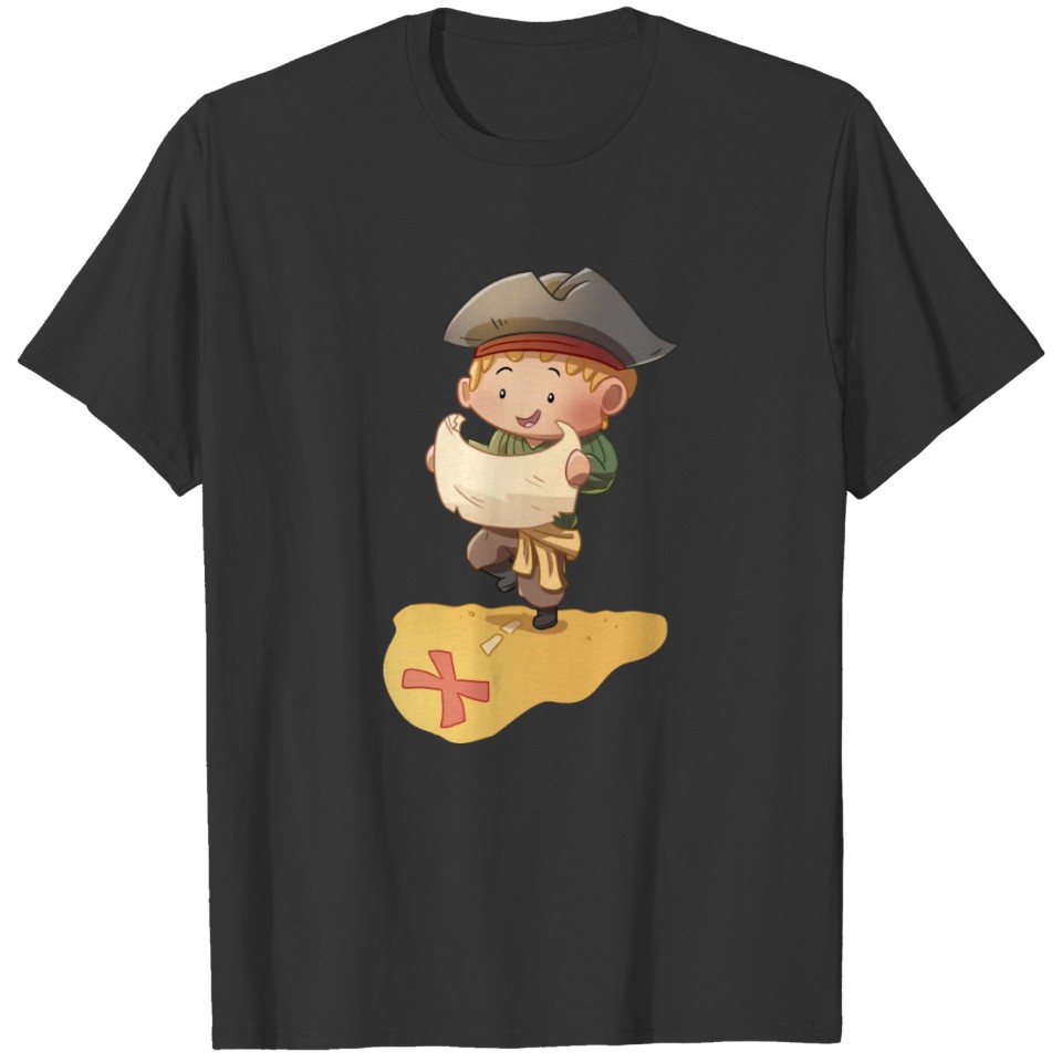 Pirate Boy Following Map T-shirt
