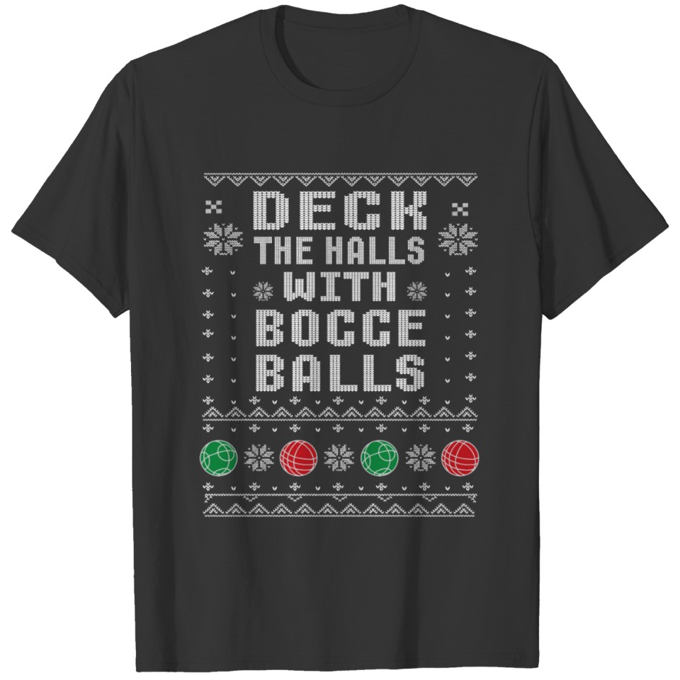 Bocce Balls Ugly Christmas Pattern Italian T-shirt