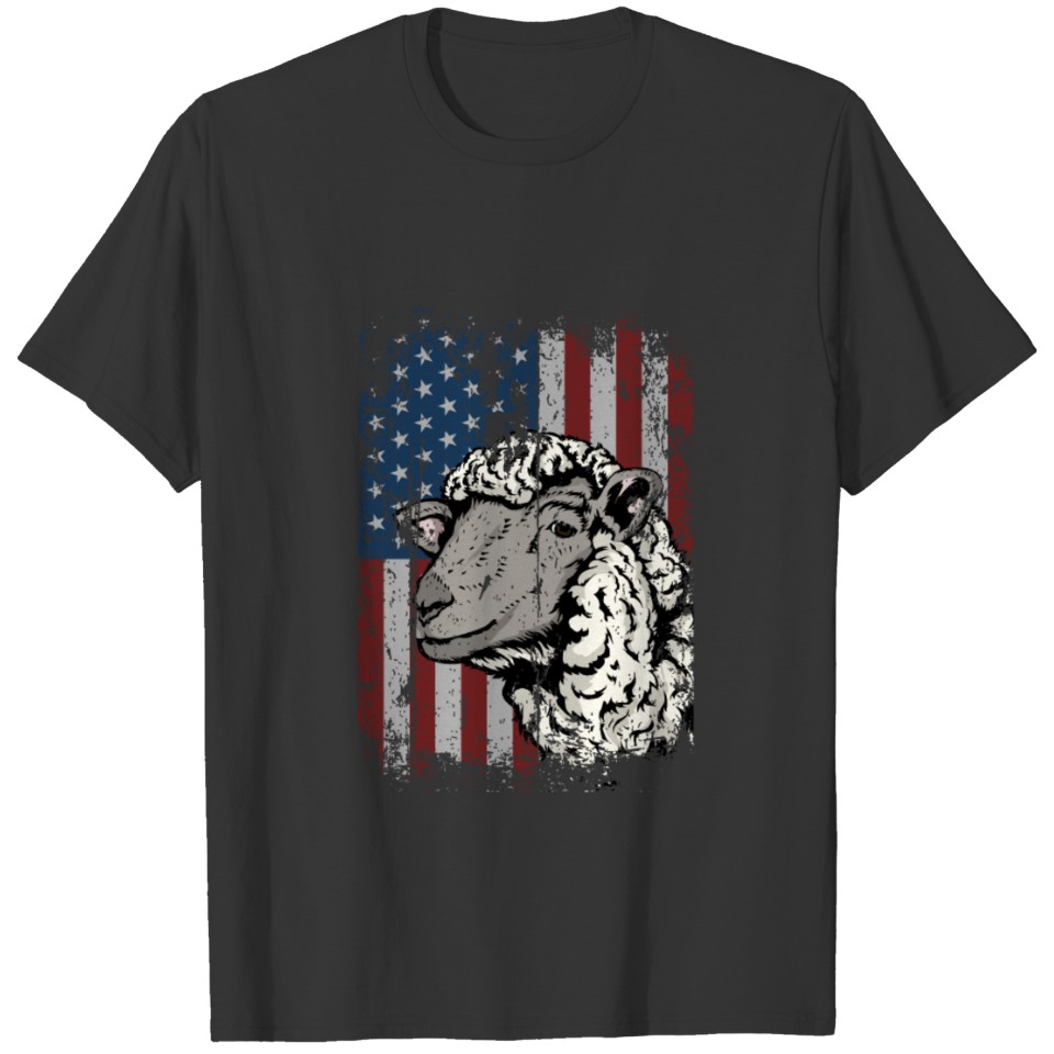 Patriotic America Flag Sheep Farmer Gift Idea T Shirts