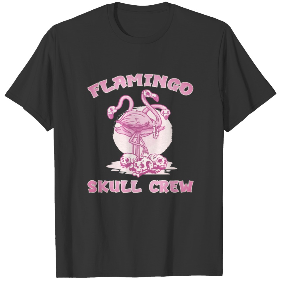 Flamingo Skull Halloween bones decay T-shirt