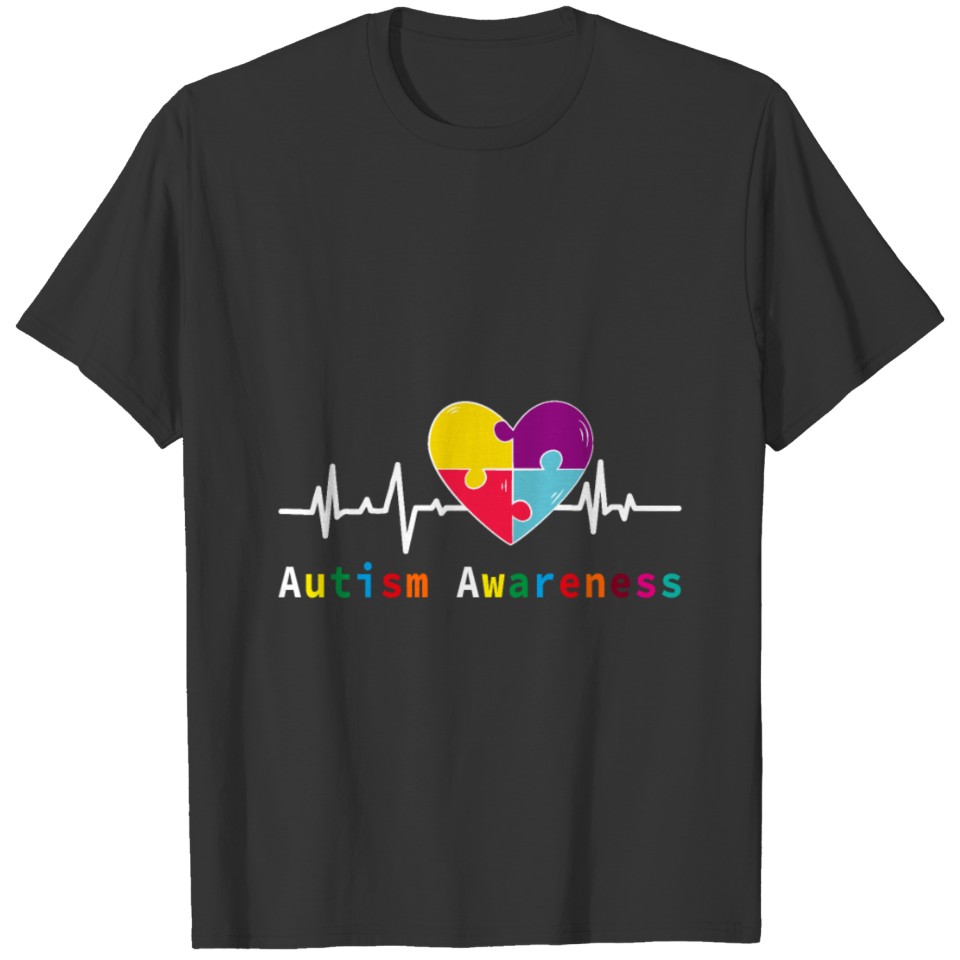 Heartbeat Autism Awareness With Autism Heart T-shirt