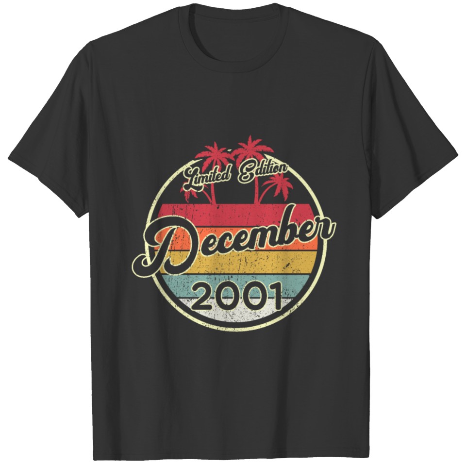 Vintage December 2001 19th Birthday 19 Year Gift T-shirt