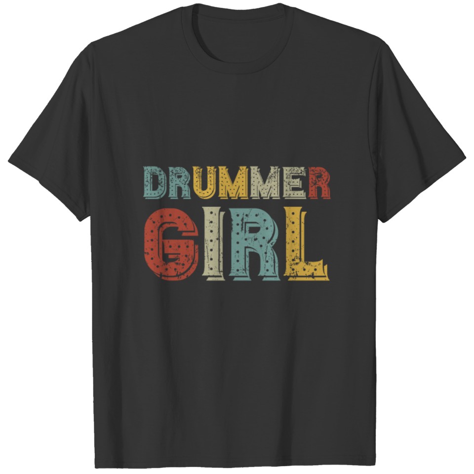 Vintage Drummer Girl Percussion Drumming Musician T Shirts