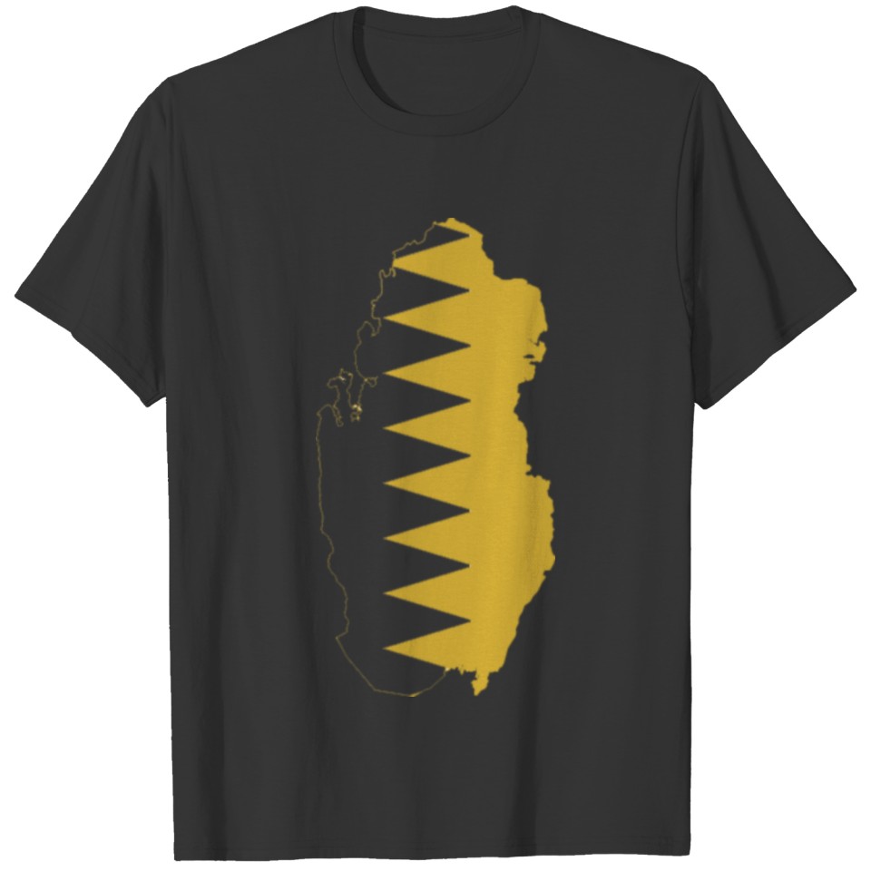 Gold Flag Map of Qatar T-shirt