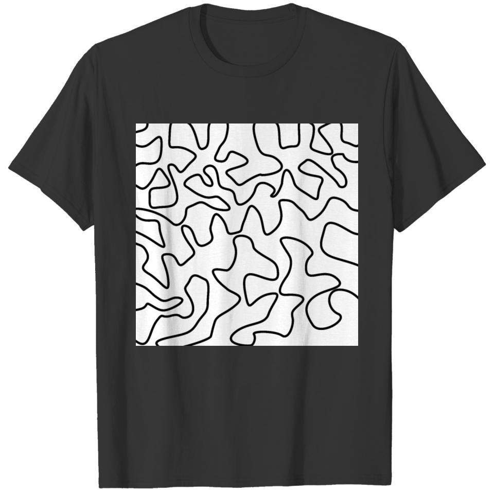 Abstract Art Black Irregular Lines Pattern T-shirt