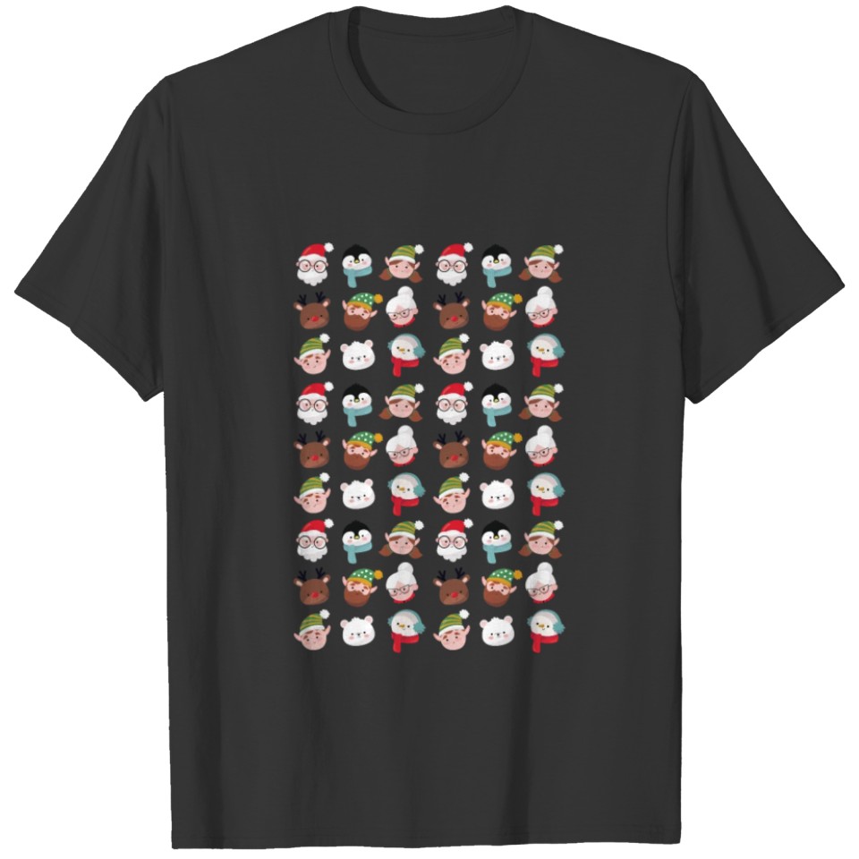 Cute Christmas Characters Santa Claus Xmas Elf T-shirt