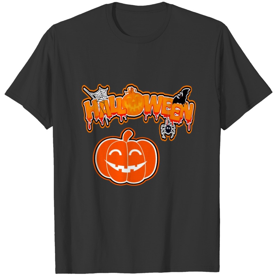 Funny and Beautiful Halloween Pumpkin Cartoon T-shirt