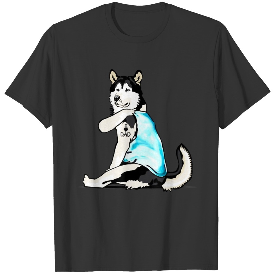 Funny alaskan malamute Dog I Love Mom Tattoo T Shirts