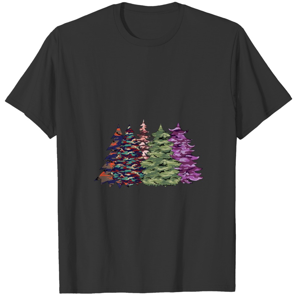 Christmas Tree Print Military T Shirts