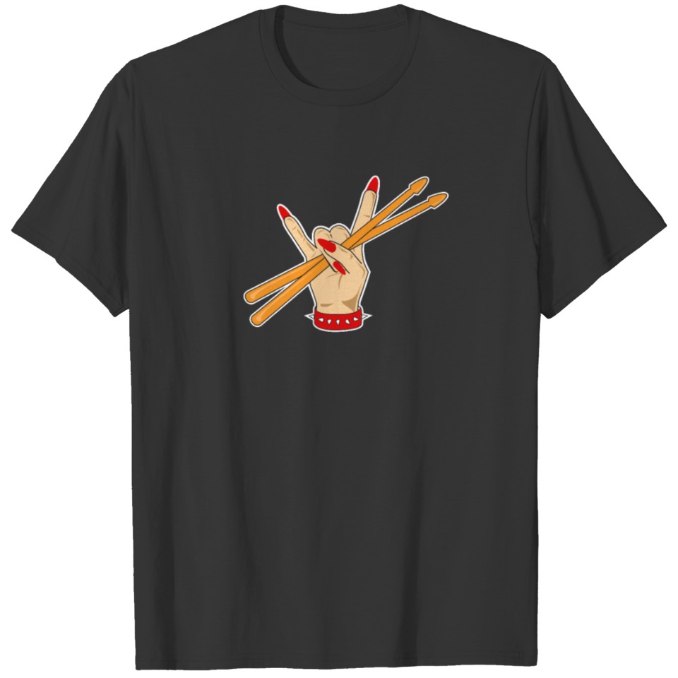 Drummer Girl Drum Sticks Design for Percussionists T Shirts