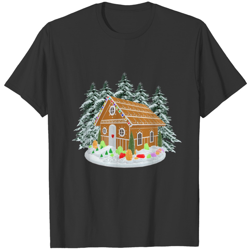 3d Gingerbread House And Christmas Trees T Shirts