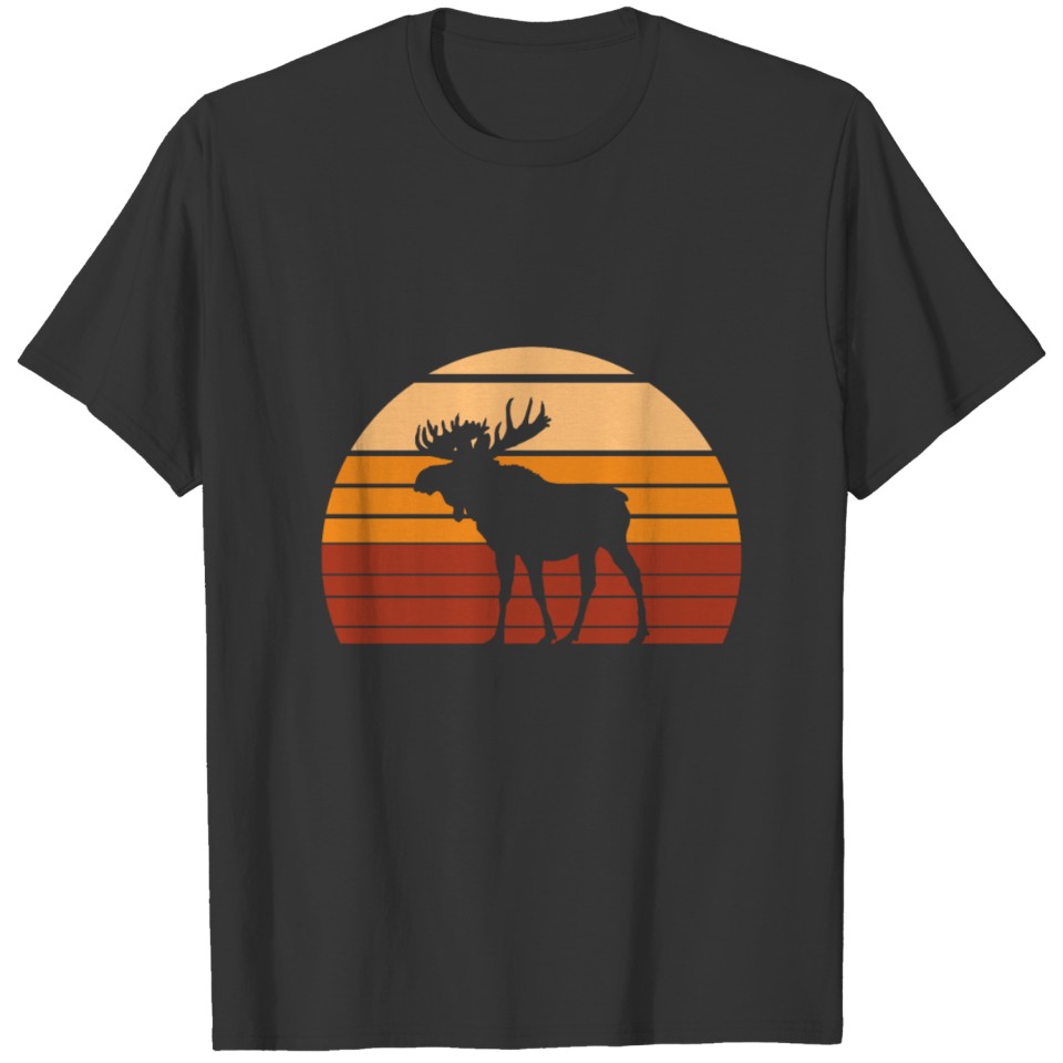 Retro Moose Hoodie Vintage Sunset Animal Apparel T-shirt