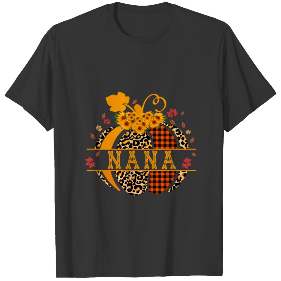 Nana Pumpkin Leopard Print Sunflower Grandma Buffa T Shirts