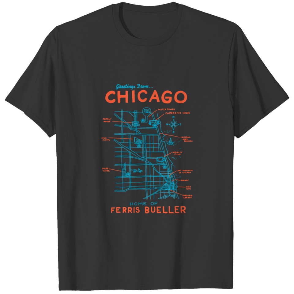Ferris Bueller'S Day Off Chicago Map T-shirt