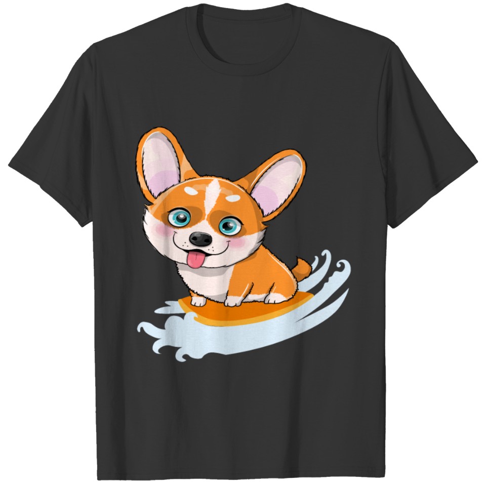 Cute Corgi Surfing Dog Lovers Gifts T Shirts