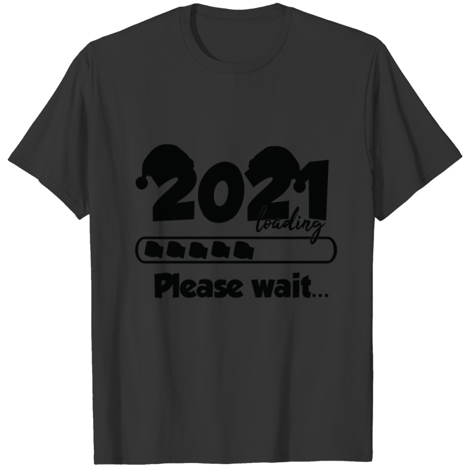 2021 Loading Christmas Santa Hat Happy New Year T-shirt