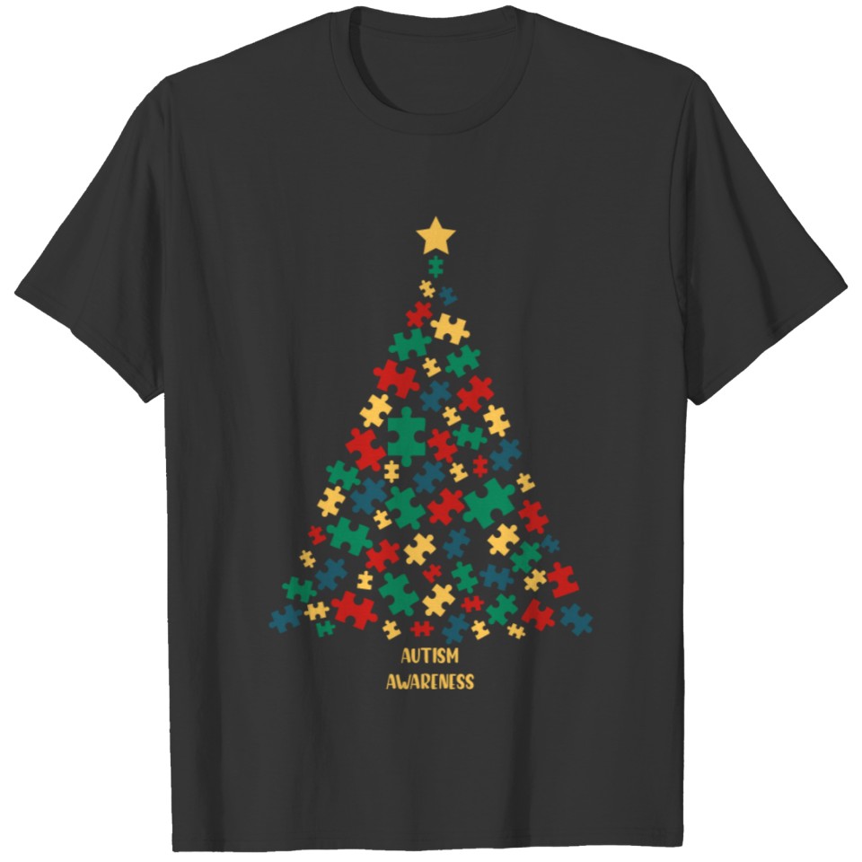 Autism christmas tree xmas autism awareness T-shirt