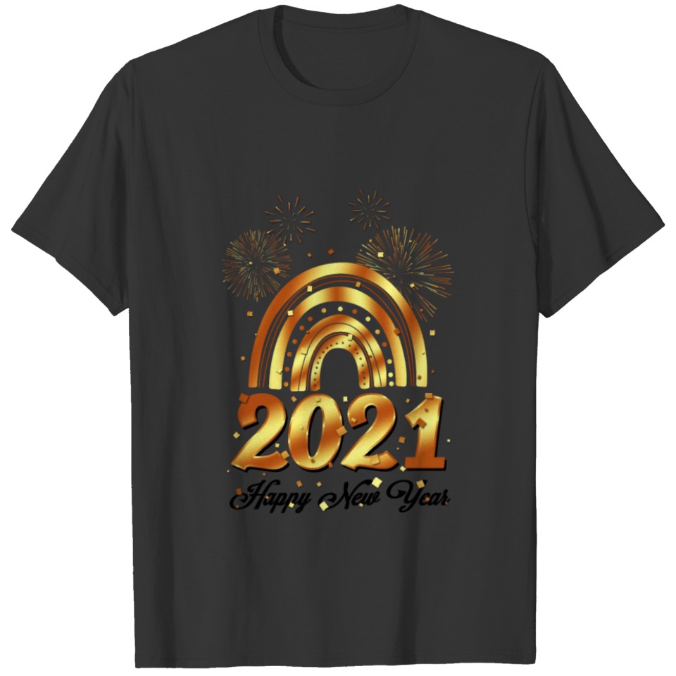 Happy New Year 2021 Rainbow Fireworks Eve NYE T-shirt