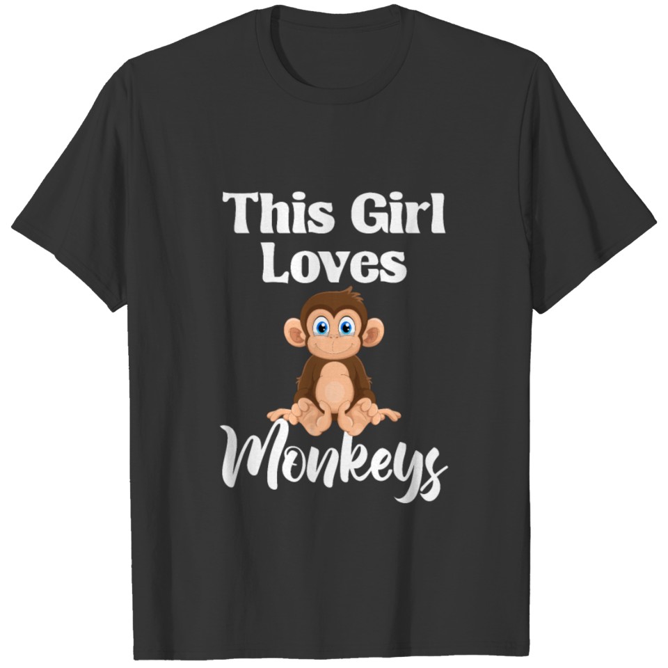 Monkey loving Girl Cute Zoo Animal lover T Shirts