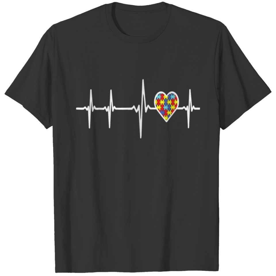 Puzzle Heartbeat Tshirt Autism Awareness Shirts T-shirt