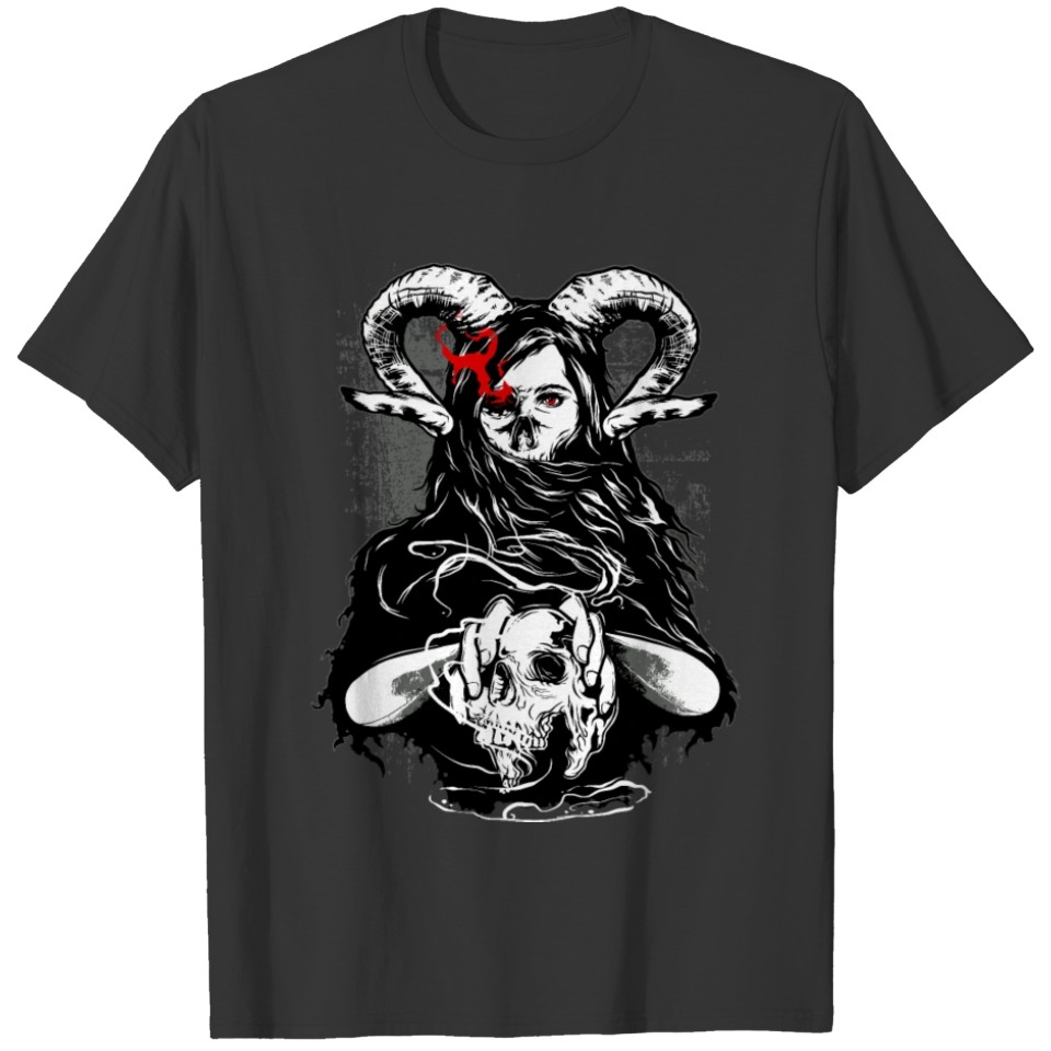 Devil Horror Skull Illustration T-shirt