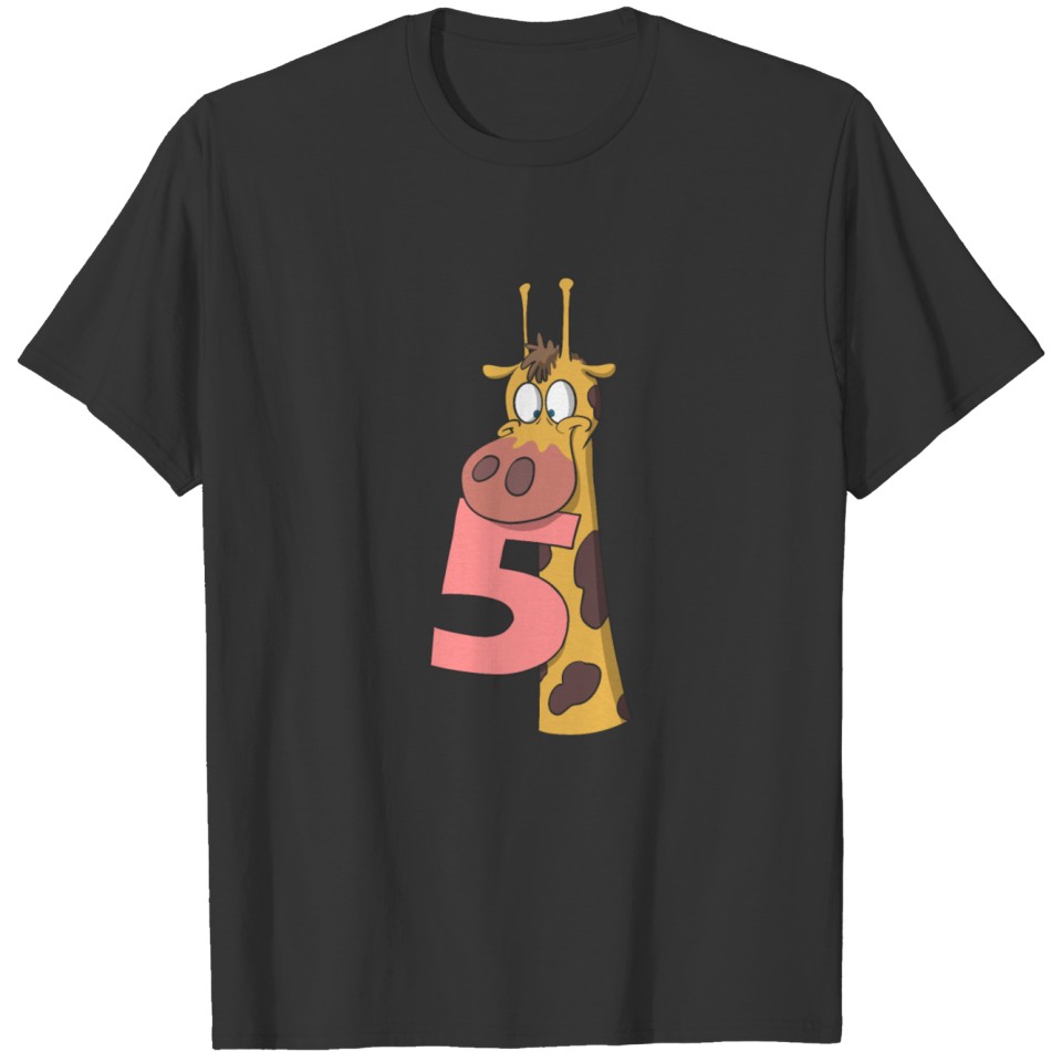 Giraffe children's 5th birthday T Shirts