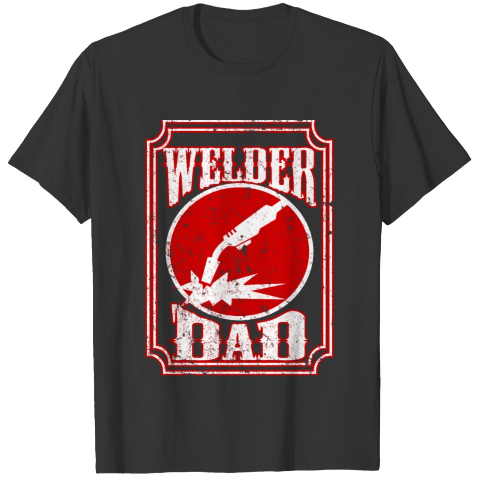 white welder dad distressed red T Shirts
