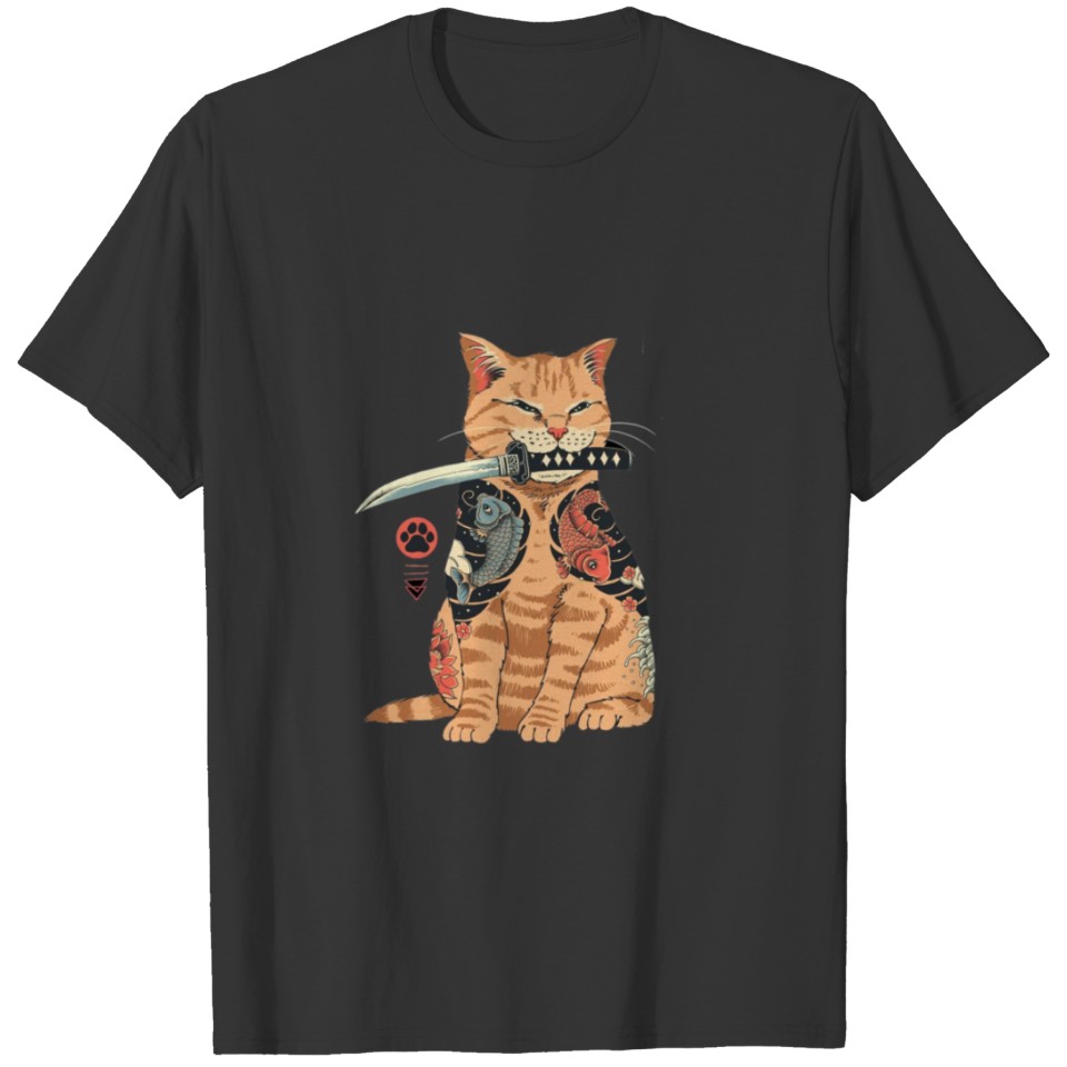 Cat with a katana Classic T Shirts